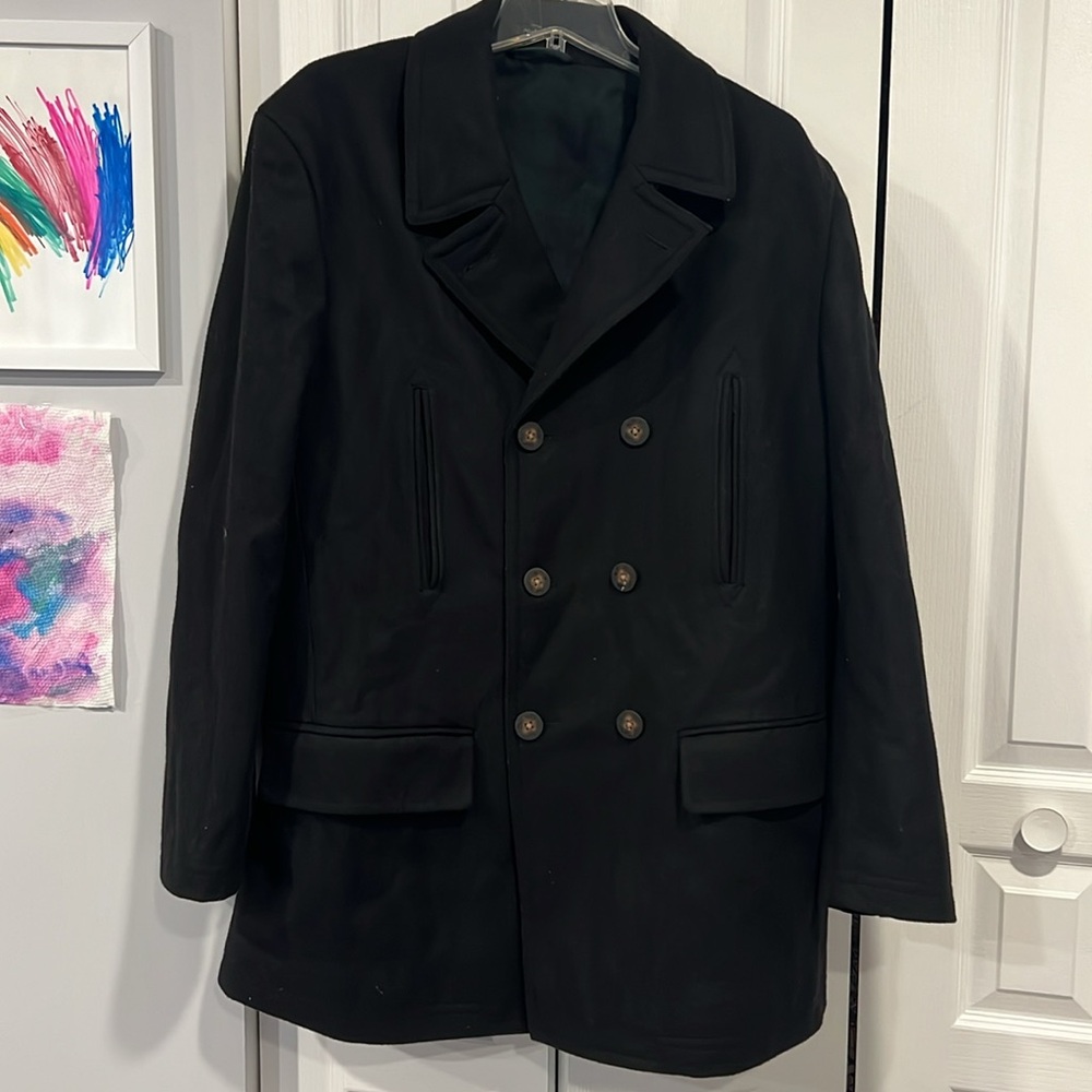 Lauren Ralph Lauren Men's Pea coat Black Wool-Blend Classic Fit 44R